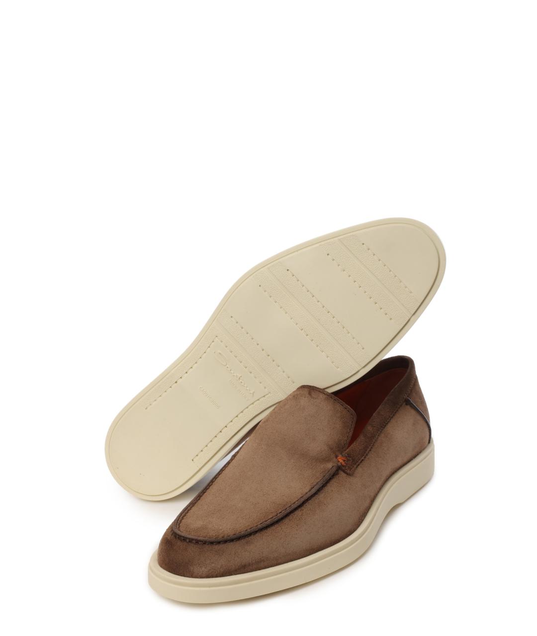 SANTONI Коричневые замшевые лоферы, фото 4
