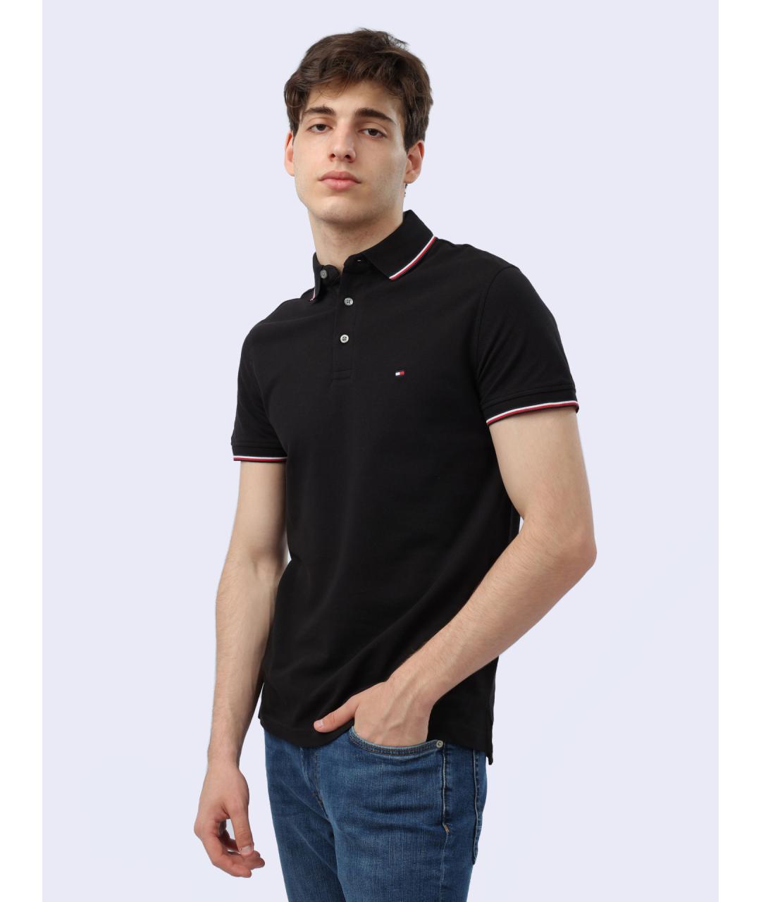 TOMMY HILFIGER Черное поло с коротким рукавом, фото 3