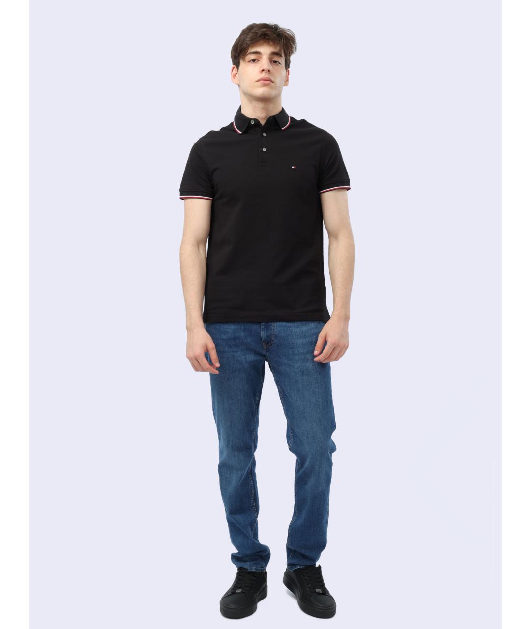 TOMMY HILFIGER Черное поло с коротким рукавом, фото 2