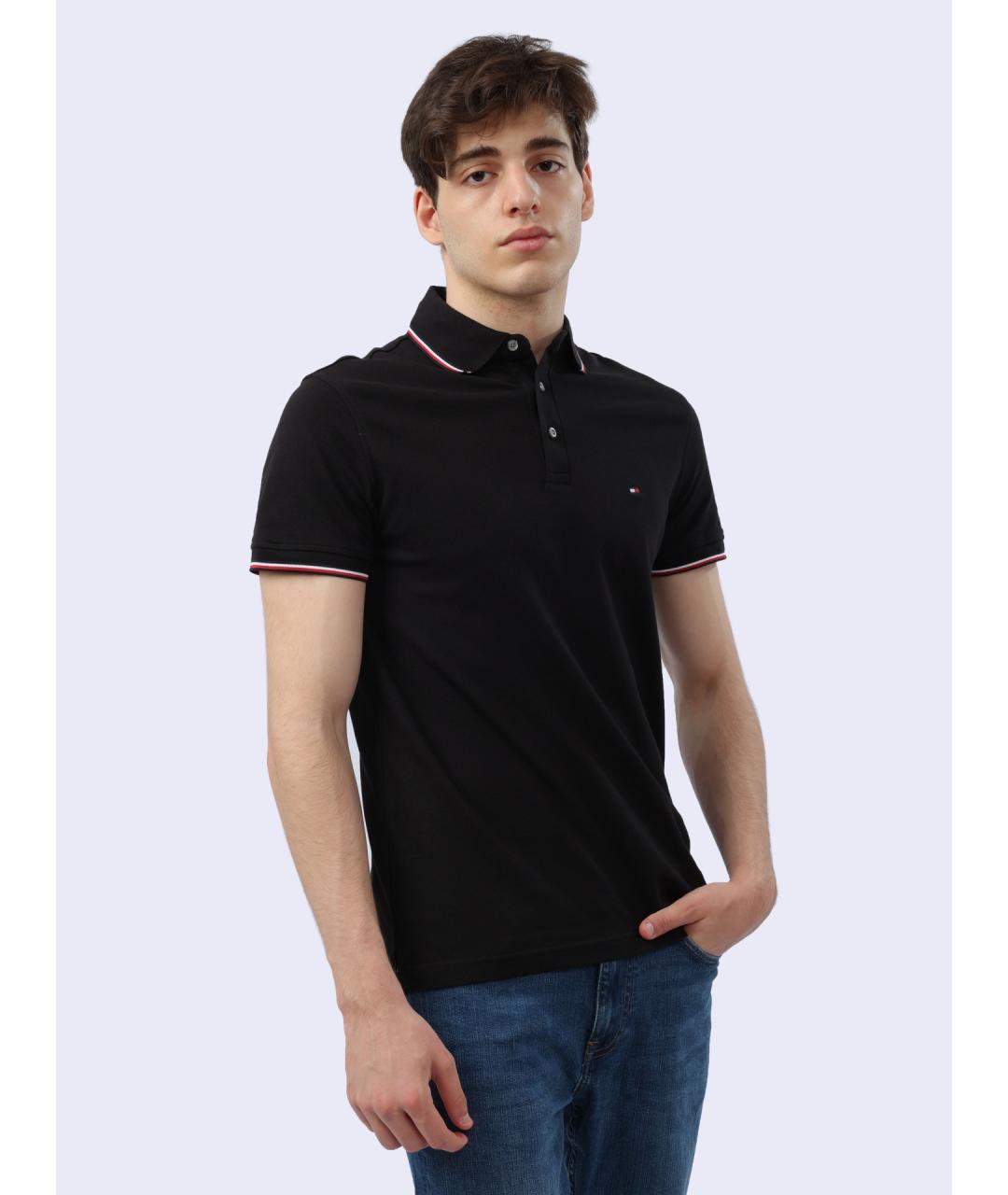 TOMMY HILFIGER Черное поло с коротким рукавом, фото 5