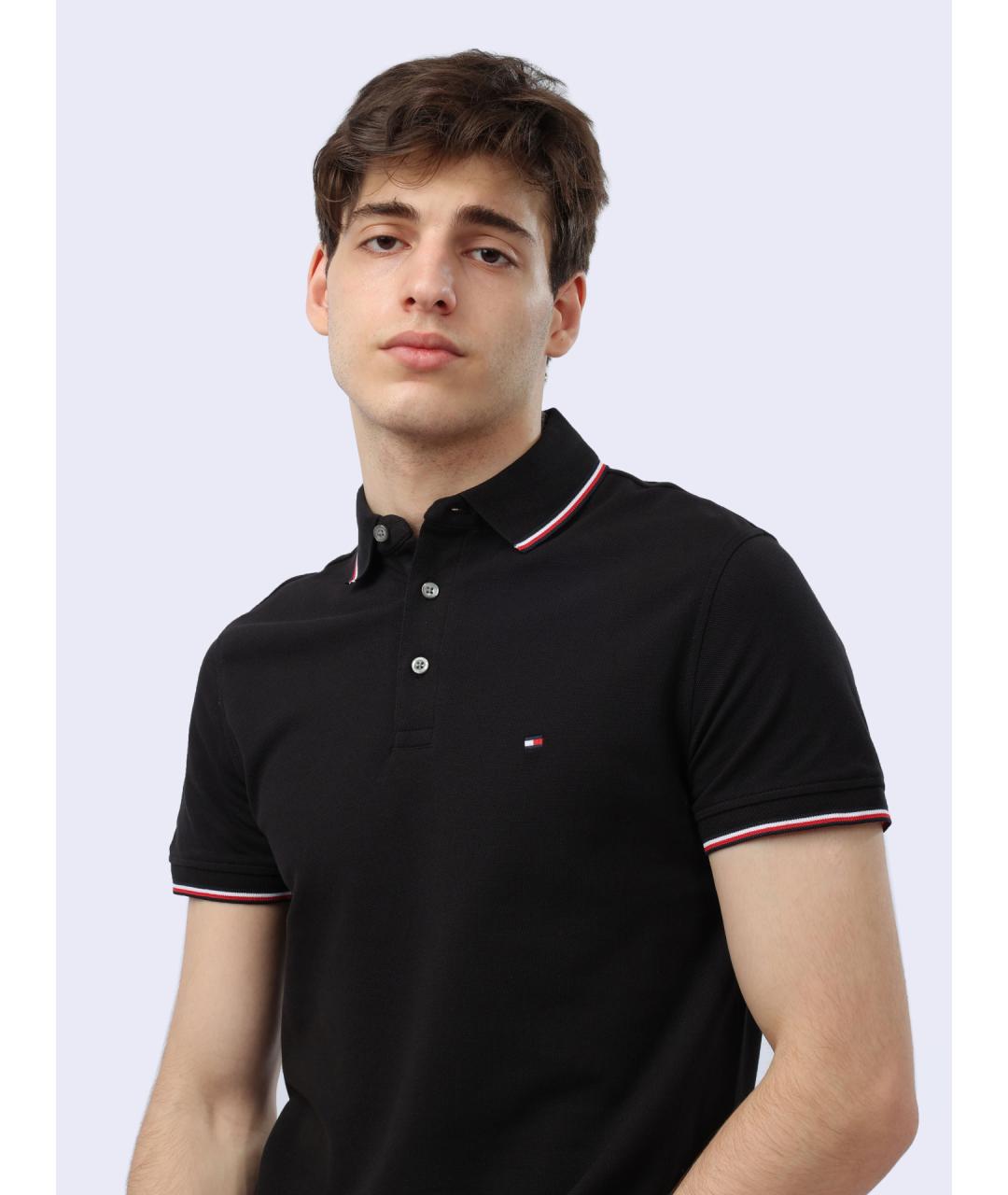 TOMMY HILFIGER Черное поло с коротким рукавом, фото 4