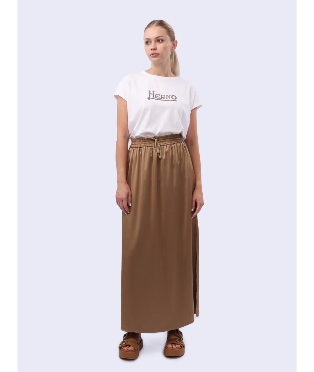 HERNO Коричневая юбка макси, фото 6