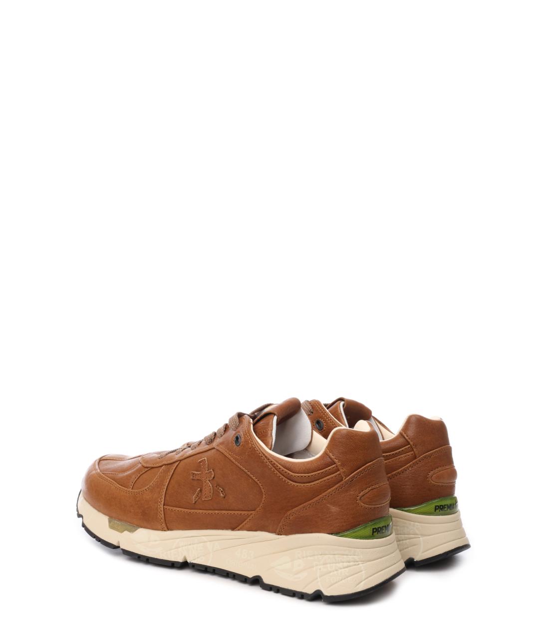 PREMIATA Коричневые кожаные низкие кроссовки / кеды, фото 3