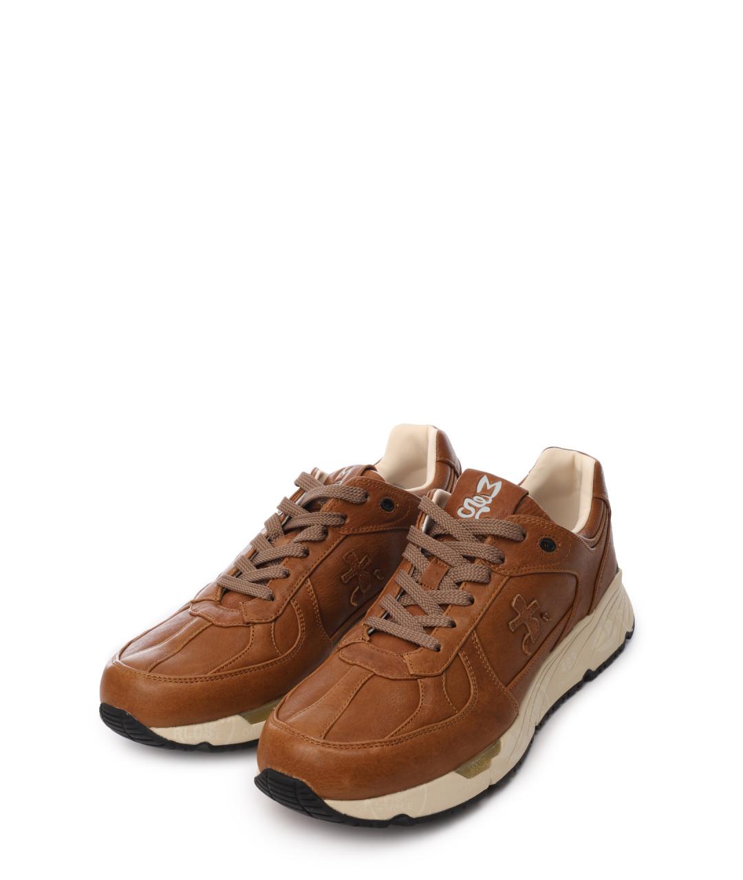 PREMIATA Коричневые кожаные низкие кроссовки / кеды, фото 2