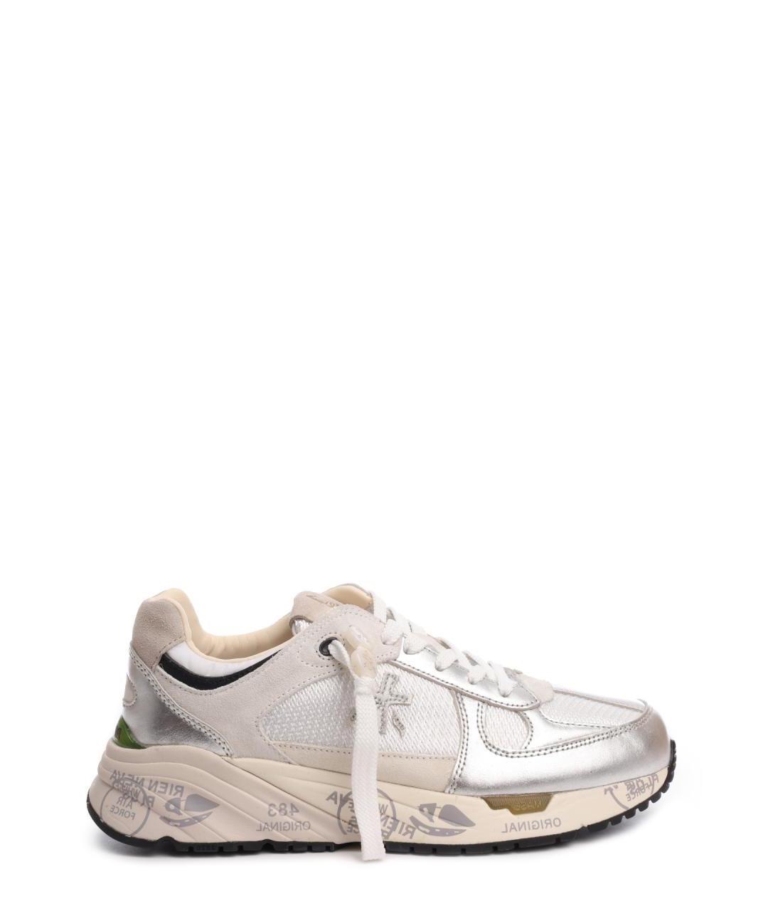 PREMIATA Серебряные текстильные кроссовки, фото 1