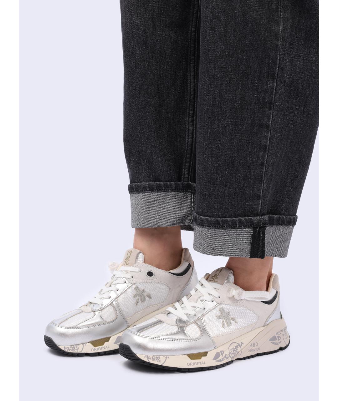 PREMIATA Серебряные текстильные кроссовки, фото 7