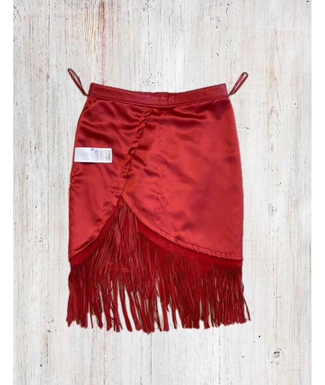 MAJE Красная кожаная юбка мини, фото 6