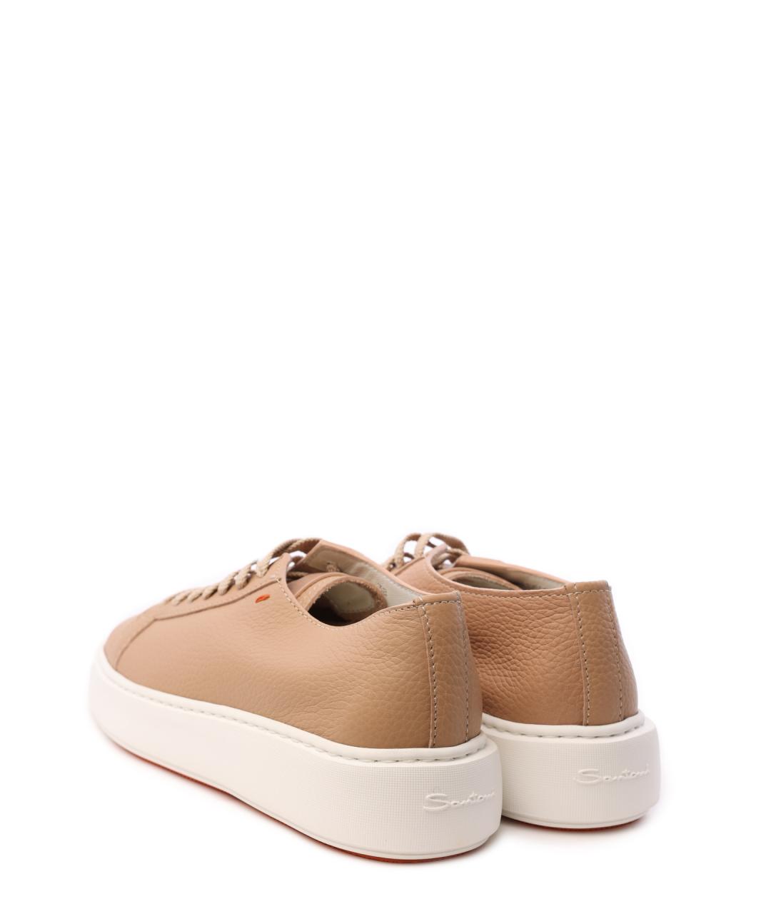 SANTONI Бежевые кожаные кеды, фото 3
