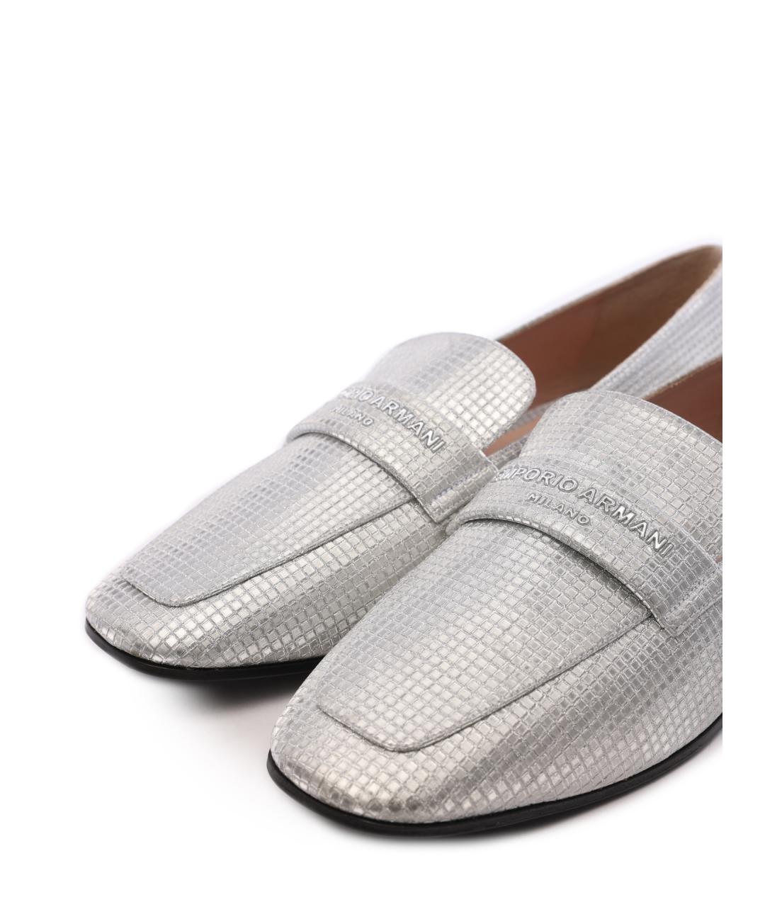 EMPORIO ARMANI Серебряные кожаные лоферы, фото 6