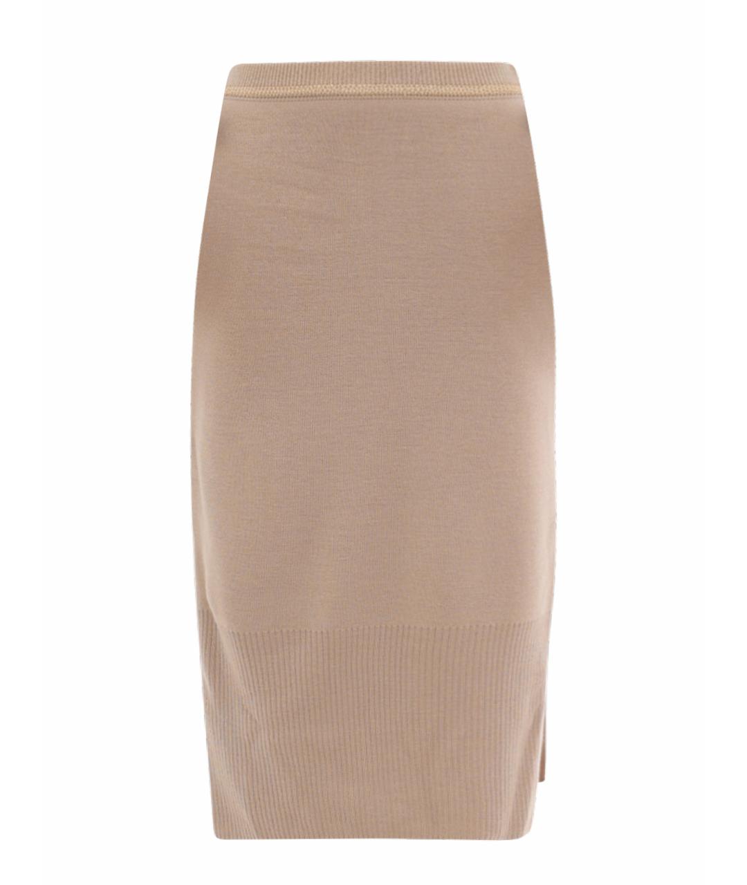 ARMANI EXCHANGE Бежевая шерстяная юбка миди, фото 1