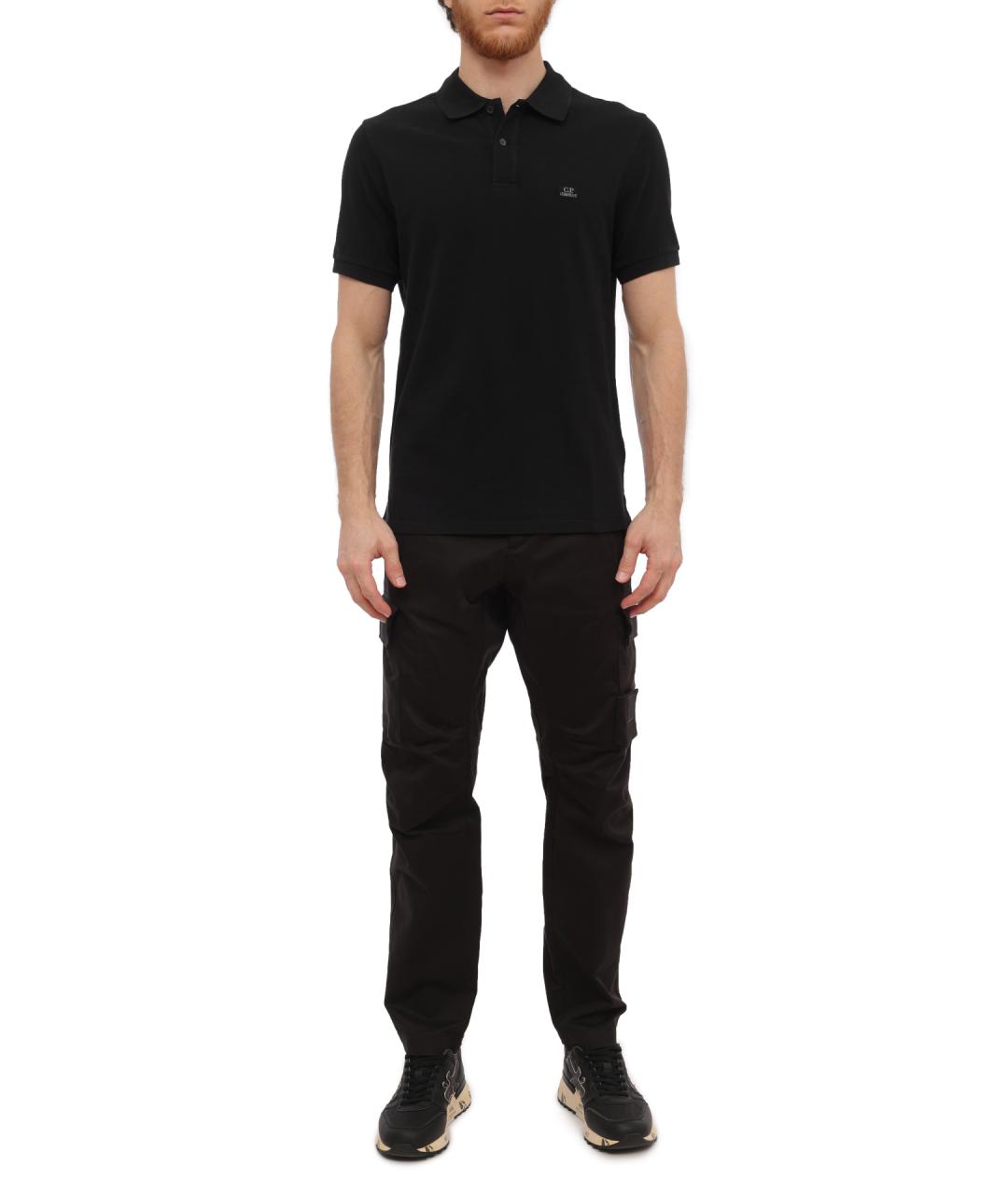 CP COMPANY Черное хлопковое поло с коротким рукавом, фото 2