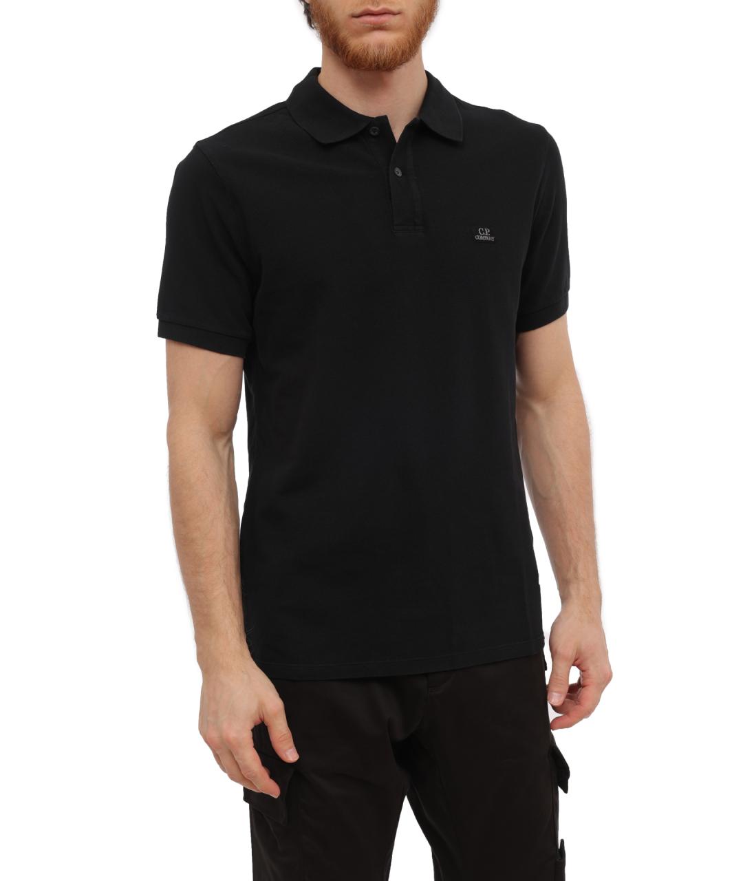 CP COMPANY Черное хлопковое поло с коротким рукавом, фото 1