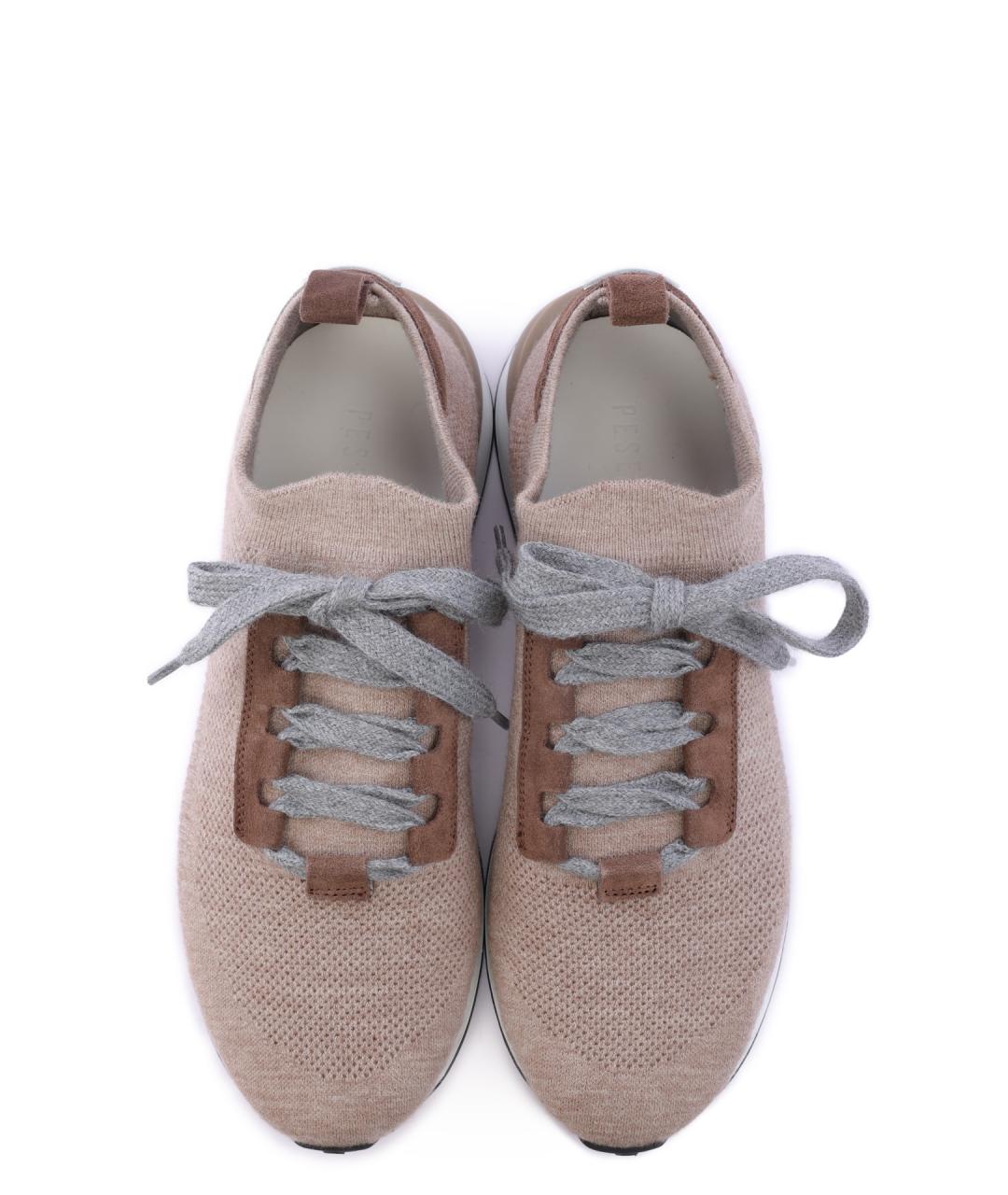 PESERICO Бежевые текстильные низкие кроссовки / кеды, фото 5