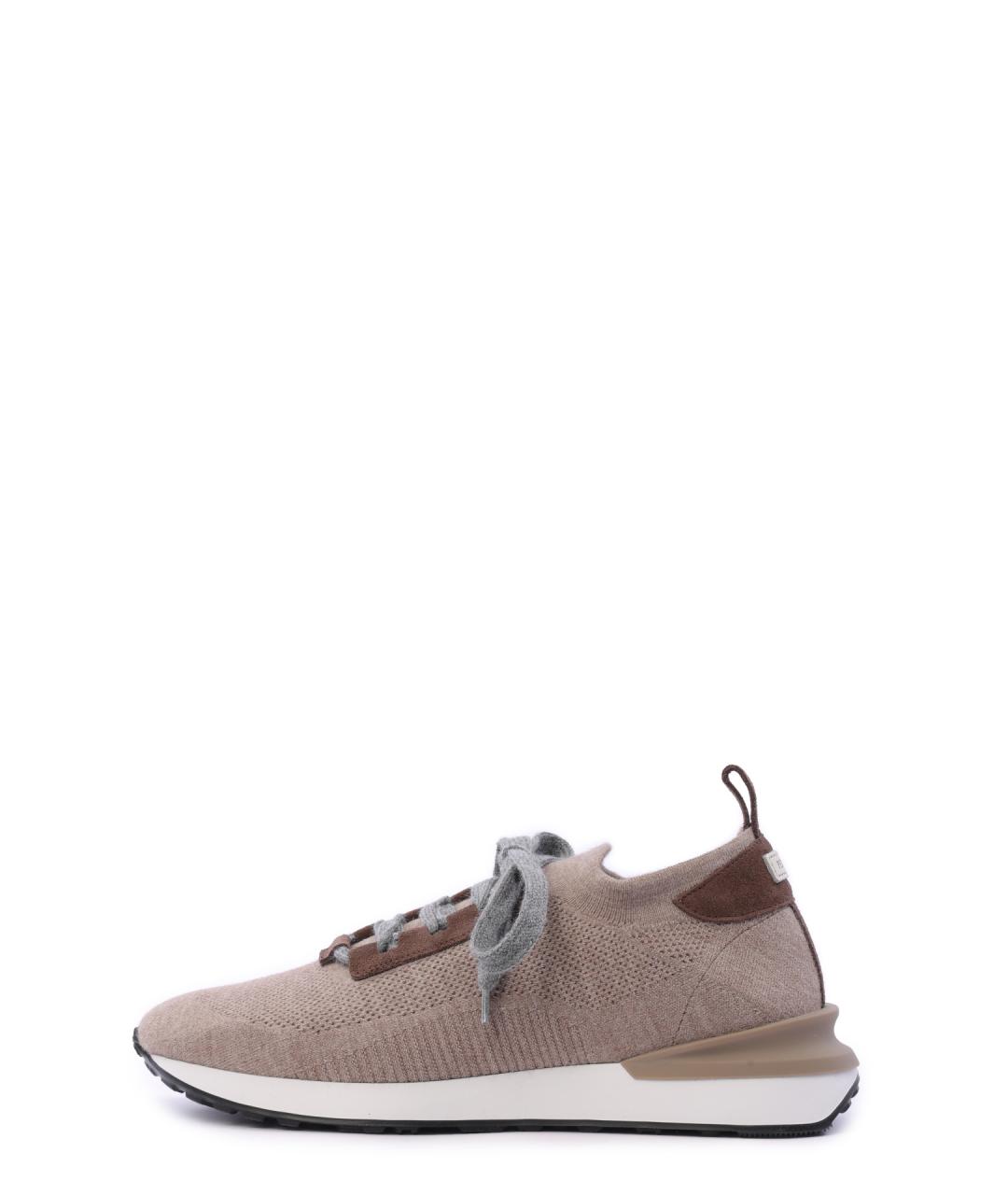 PESERICO Бежевые текстильные низкие кроссовки / кеды, фото 8