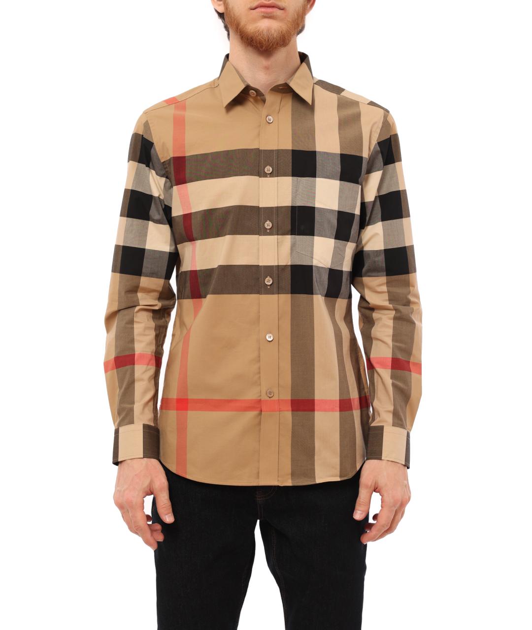 BURBERRY Бежевая хлопковая кэжуал рубашка, фото 1