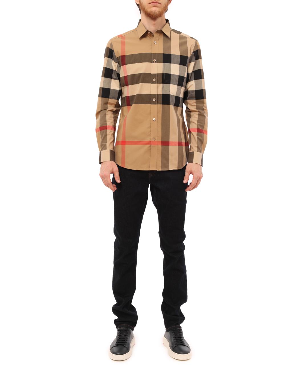 BURBERRY Бежевая хлопковая кэжуал рубашка, фото 2