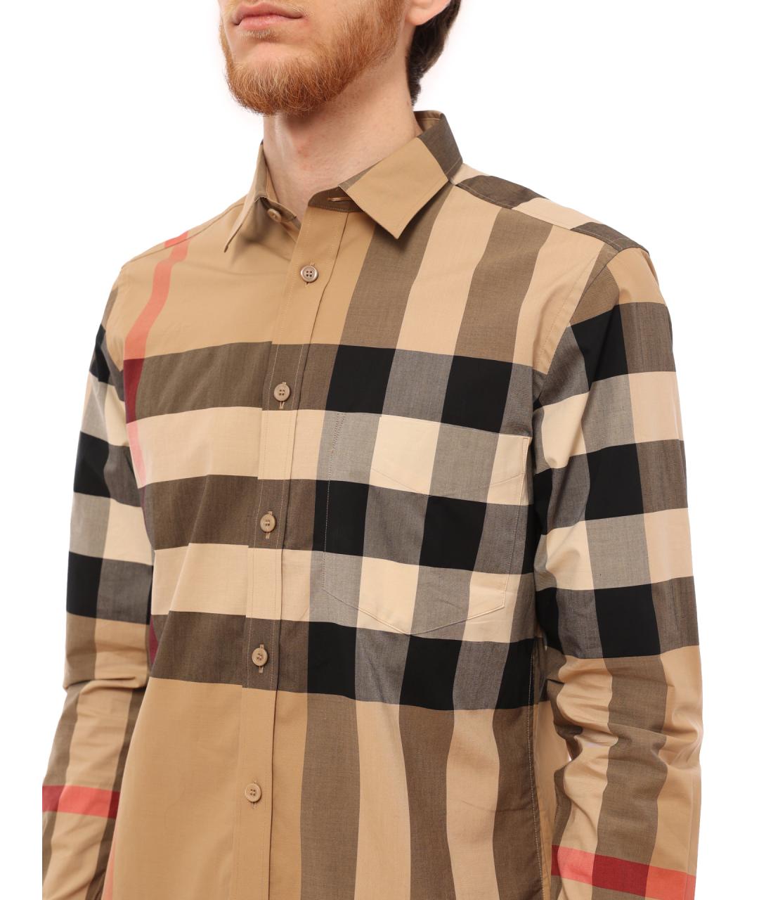 BURBERRY Бежевая хлопковая кэжуал рубашка, фото 4