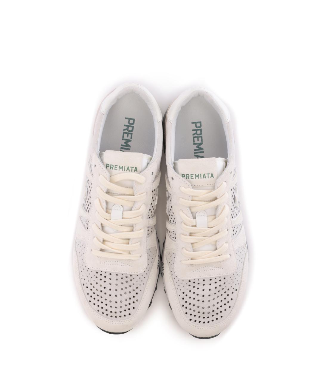 PREMIATA Бежевые кожаные низкие кроссовки / кеды, фото 5