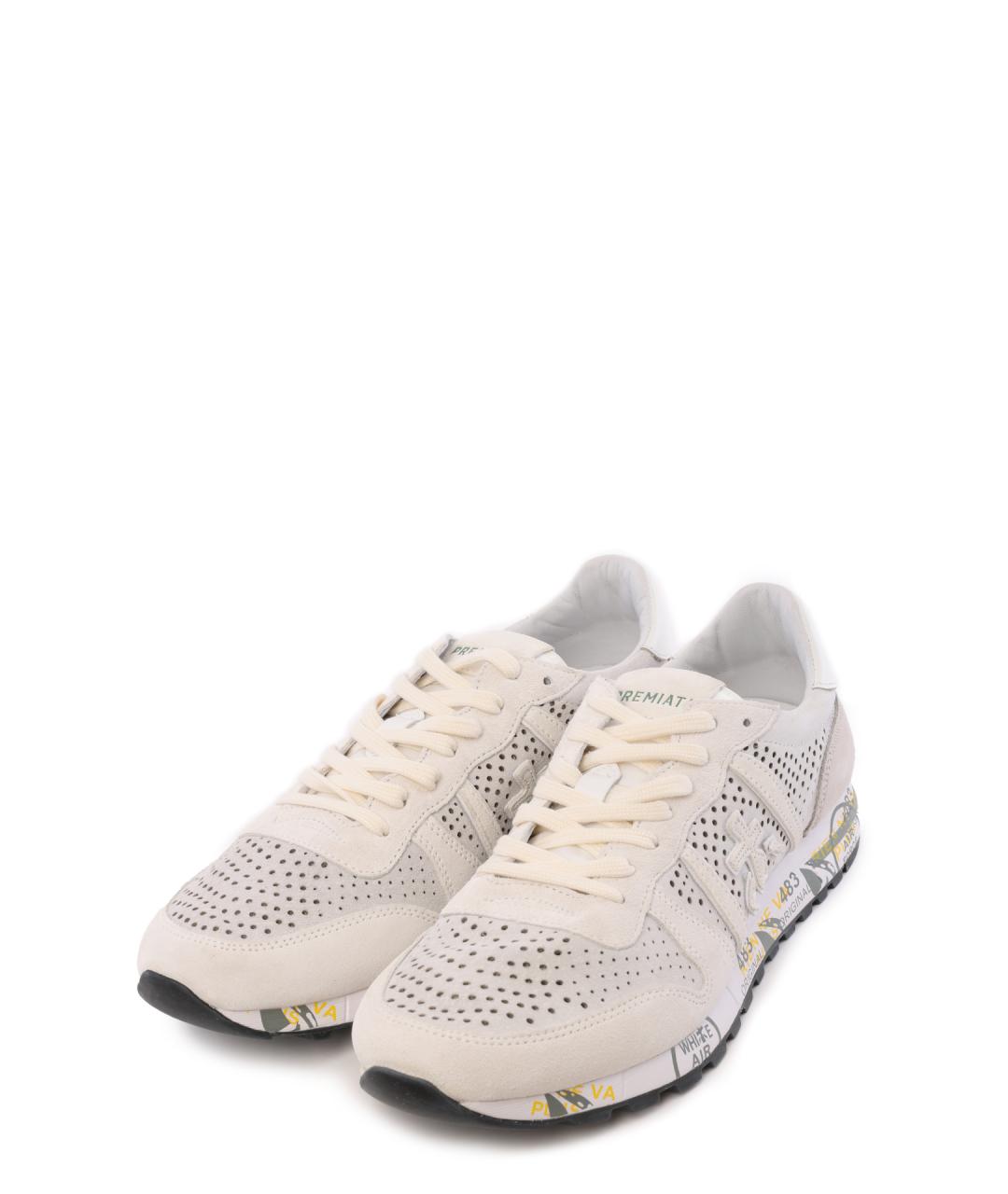 PREMIATA Бежевые кожаные низкие кроссовки / кеды, фото 2