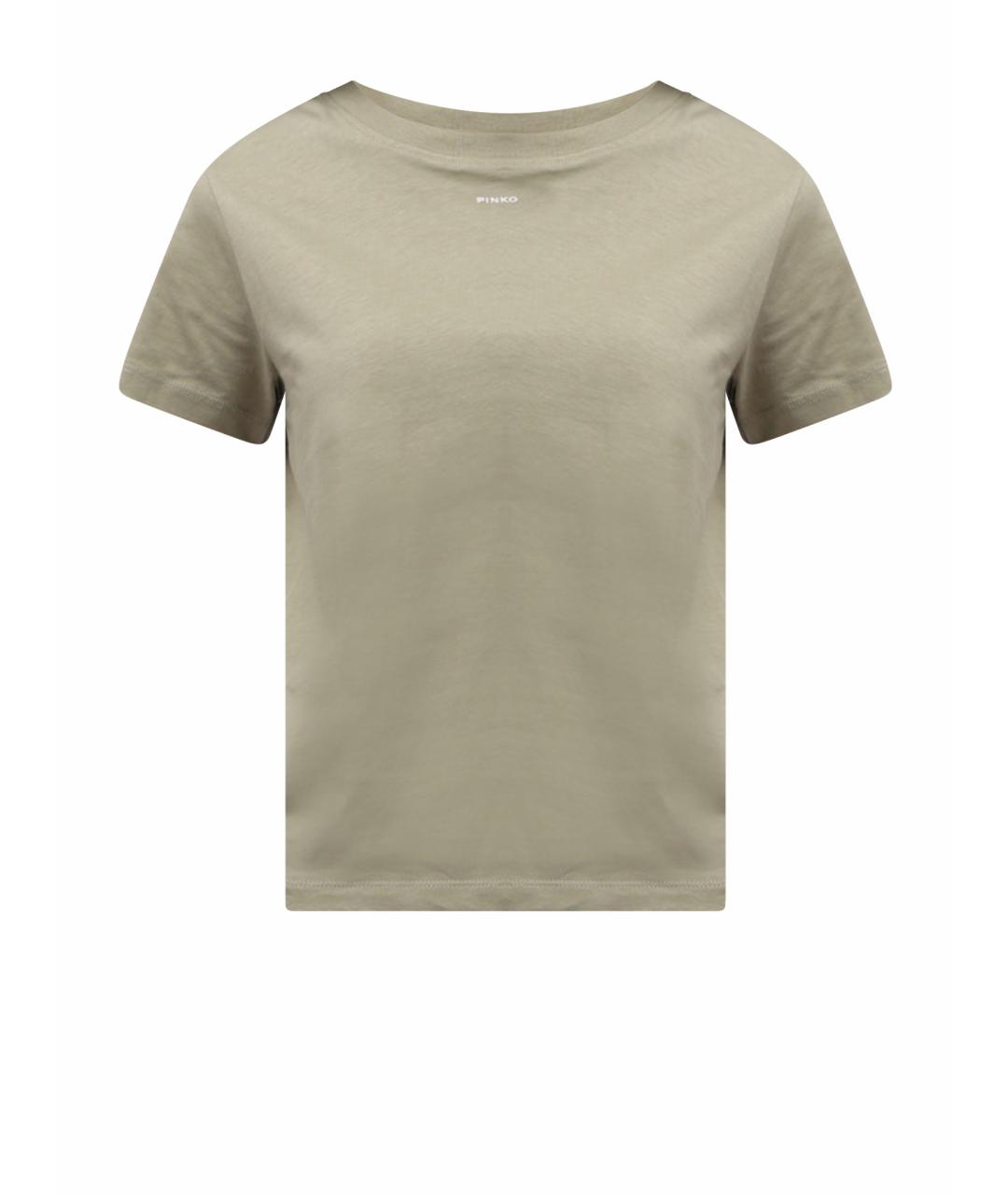 PINKO Хаки хлопковая футболка, фото 1