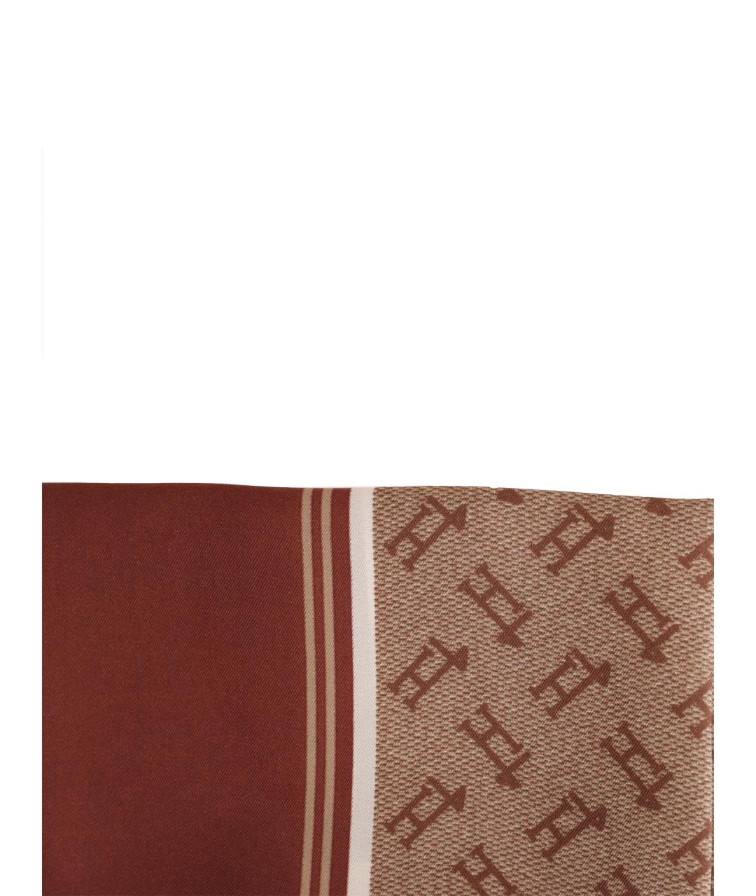 HERNO Коричневый шелковый платок, фото 6