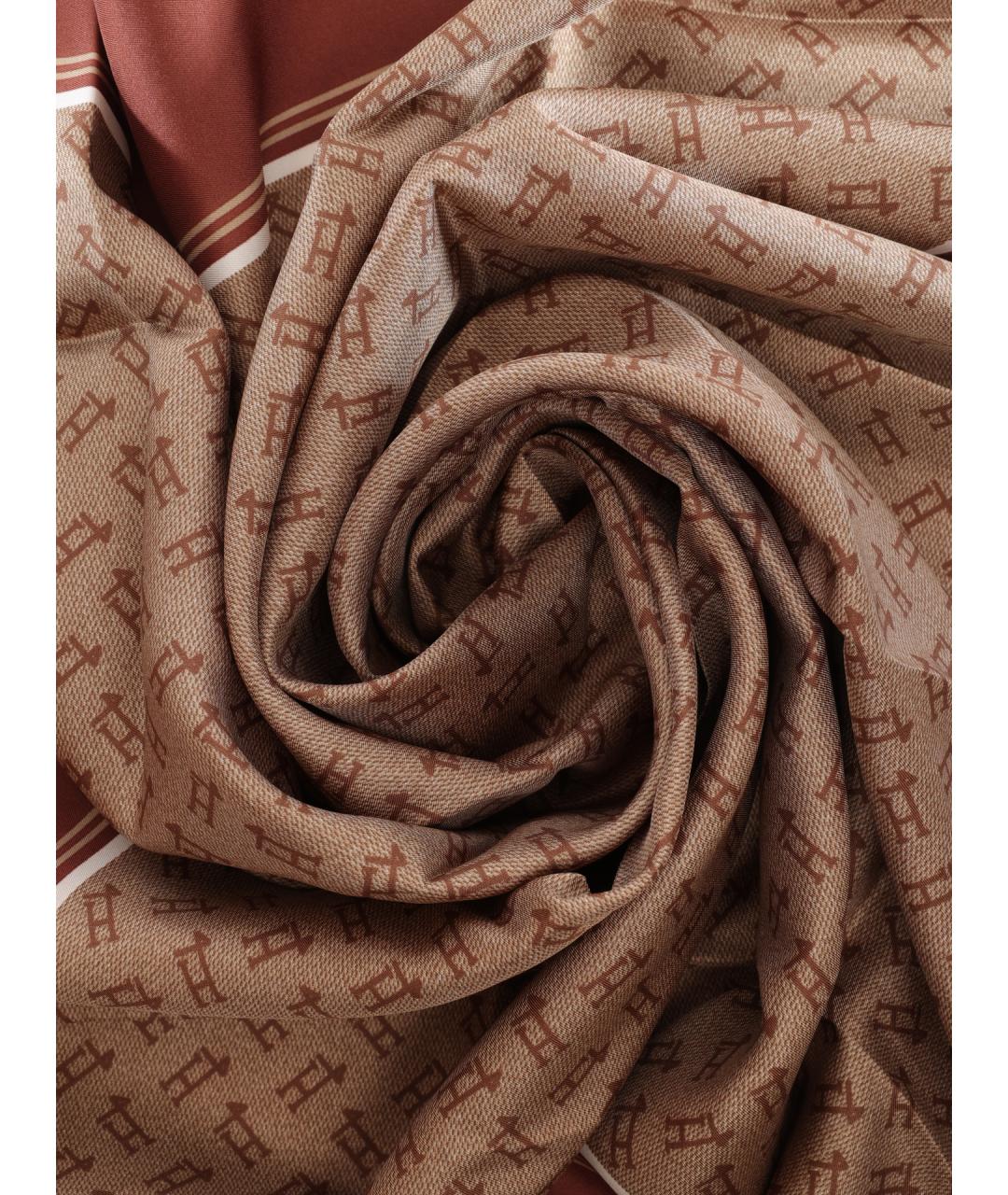 HERNO Коричневый шелковый платок, фото 4