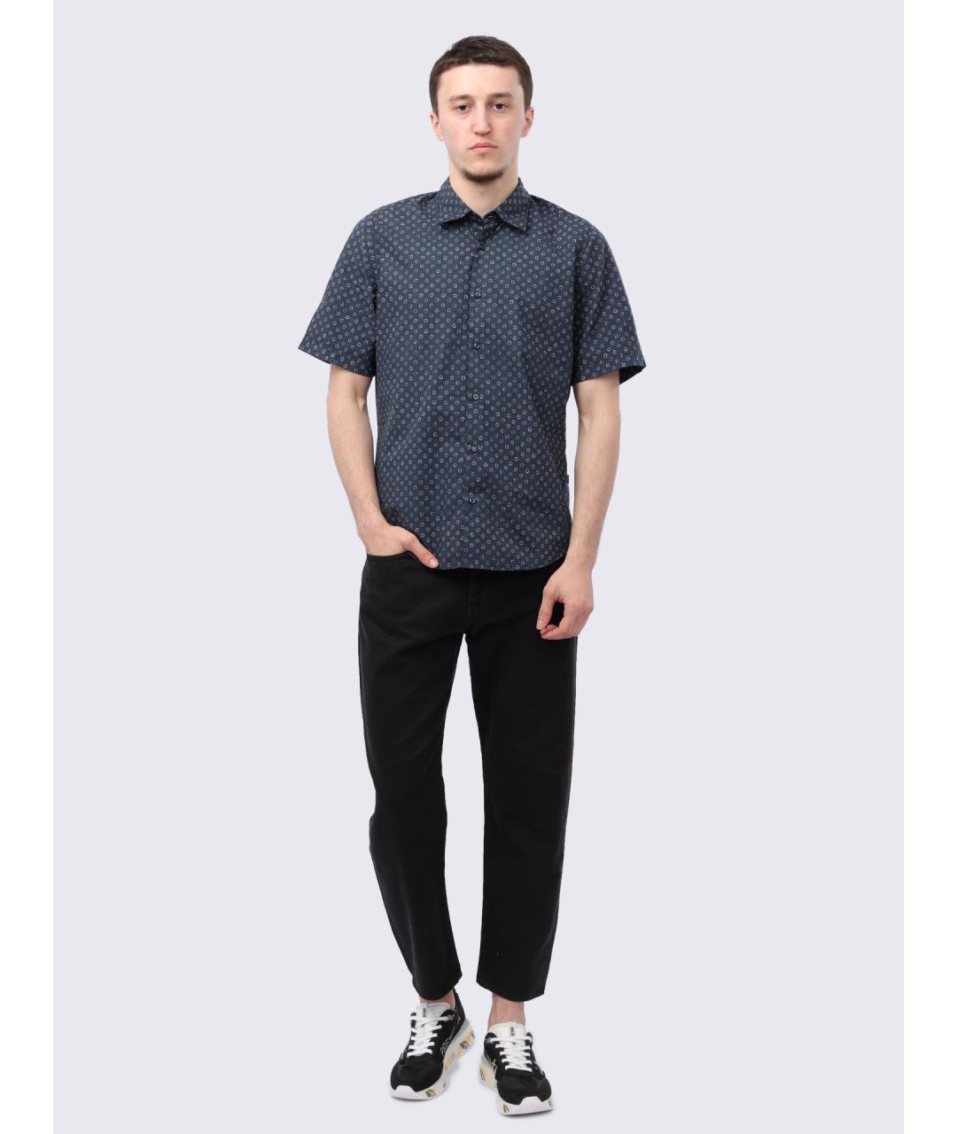 HUGO BOSS Синяя хлопковая кэжуал рубашка, фото 2