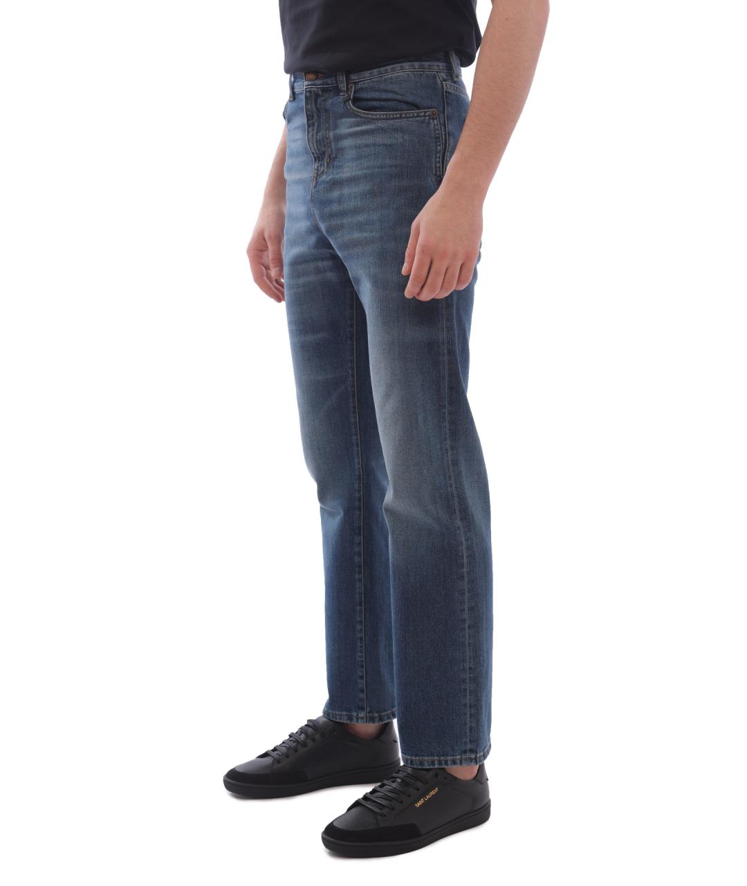 SAINT LAURENT Синие хлопковые прямые джинсы, фото 3