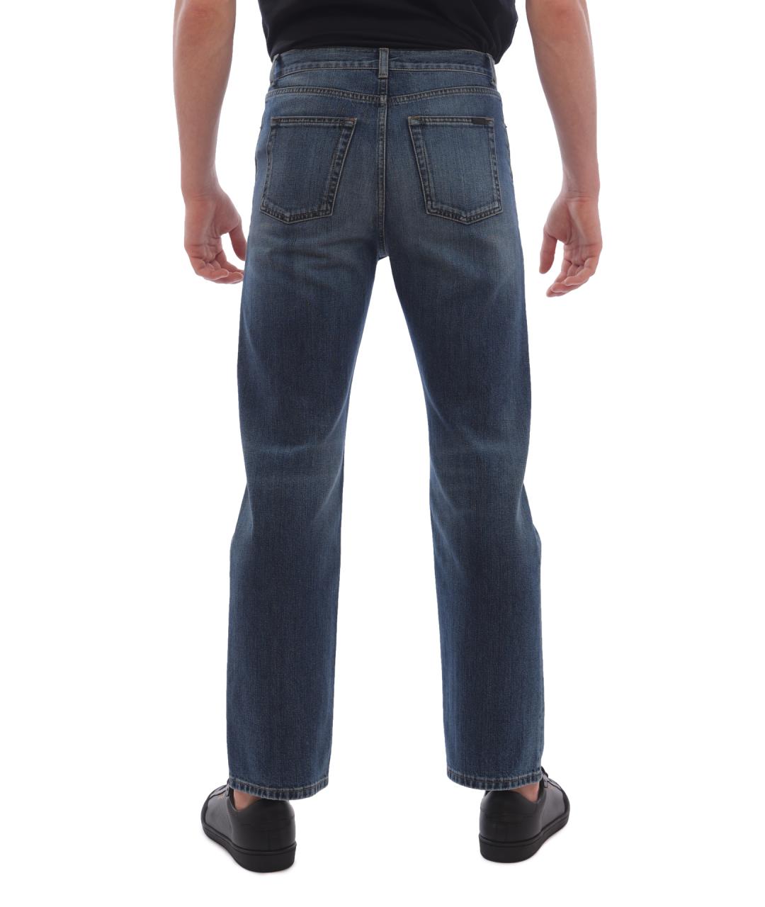 SAINT LAURENT Синие хлопковые прямые джинсы, фото 4