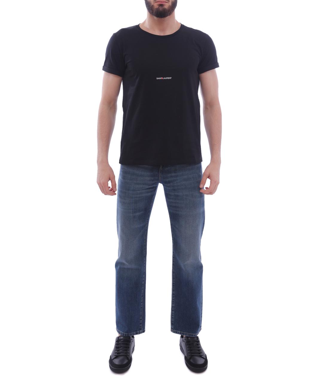 SAINT LAURENT Синие хлопковые прямые джинсы, фото 2
