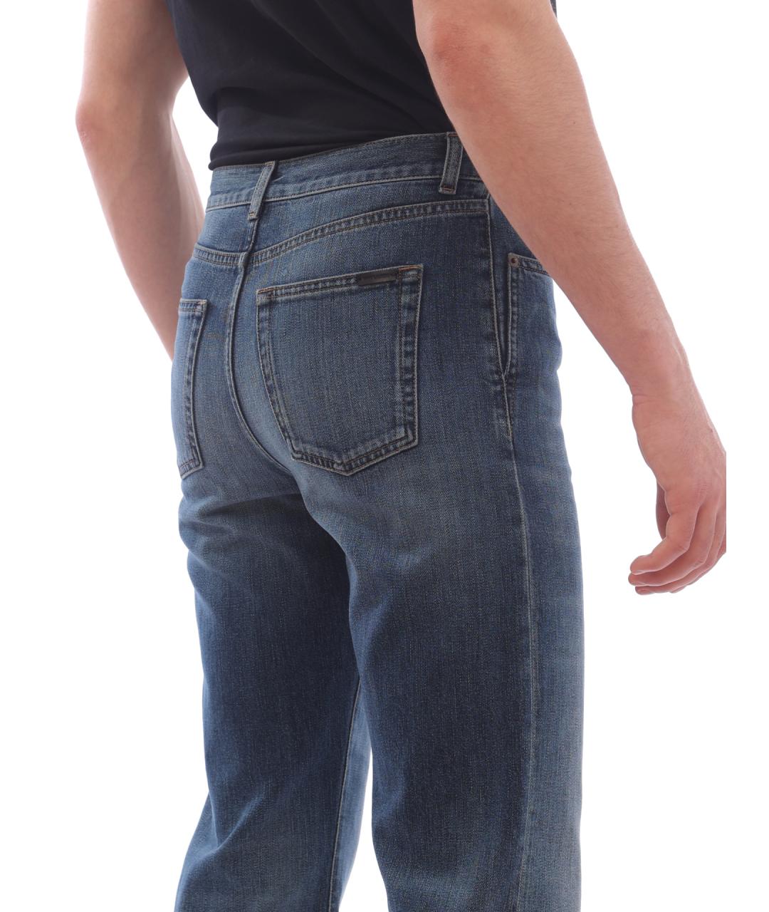 SAINT LAURENT Синие хлопковые прямые джинсы, фото 5