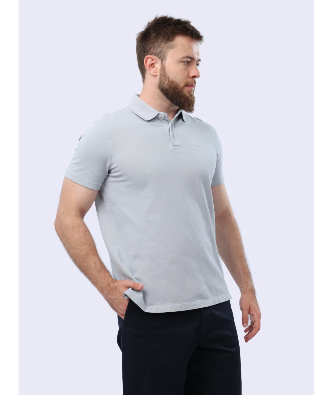 ARMANI EXCHANGE Серое хлопковое поло с коротким рукавом, фото 5