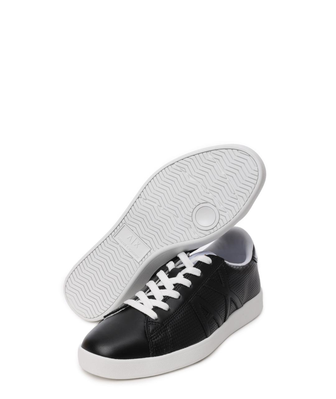 ARMANI EXCHANGE Черные кожаные низкие кроссовки / кеды, фото 4