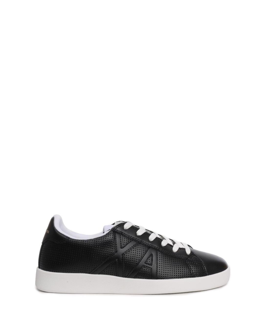 ARMANI EXCHANGE Черные кожаные низкие кроссовки / кеды, фото 1