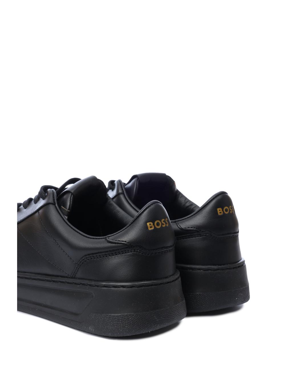 HUGO BOSS Черные кожаные низкие кроссовки / кеды, фото 5