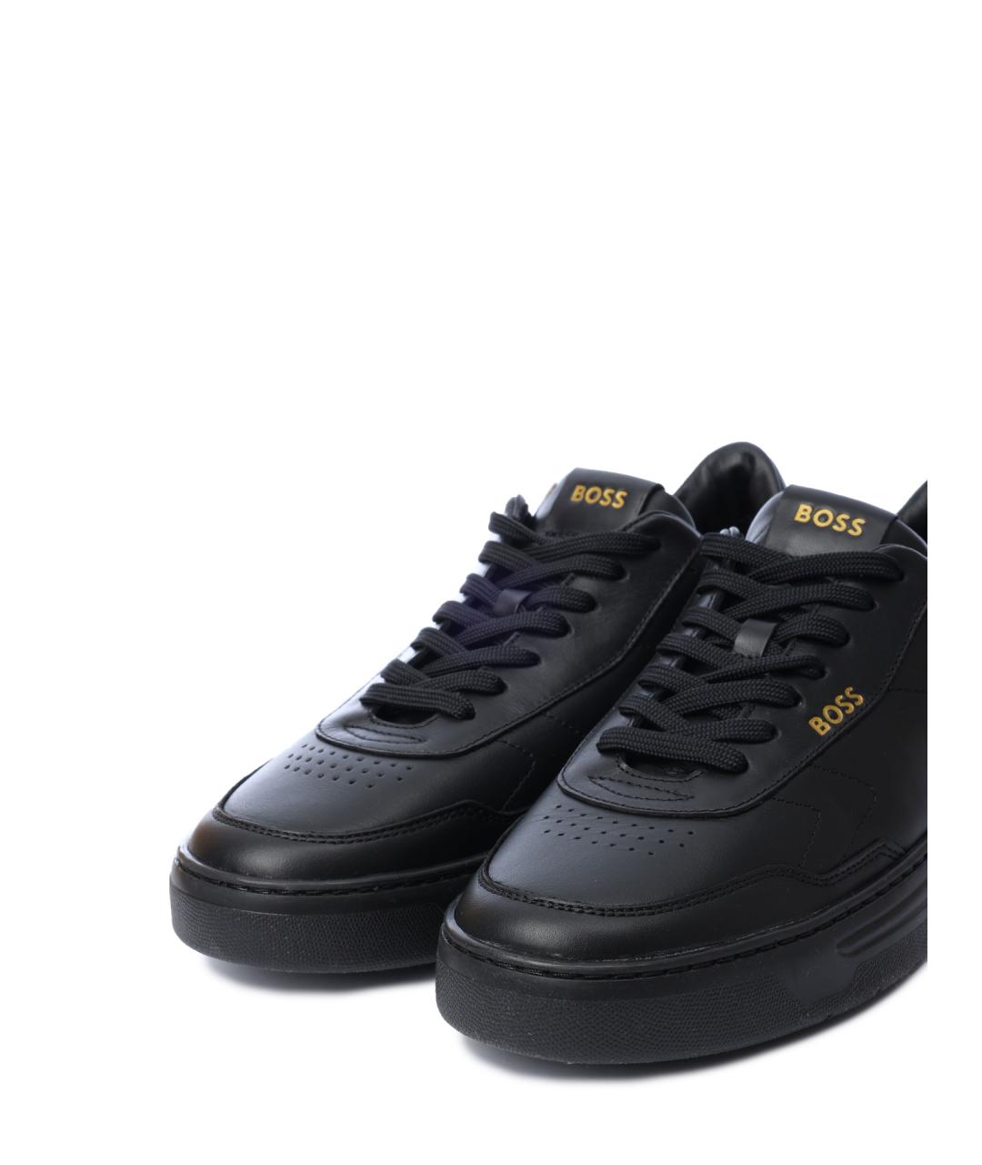 HUGO BOSS Черные кожаные низкие кроссовки / кеды, фото 6