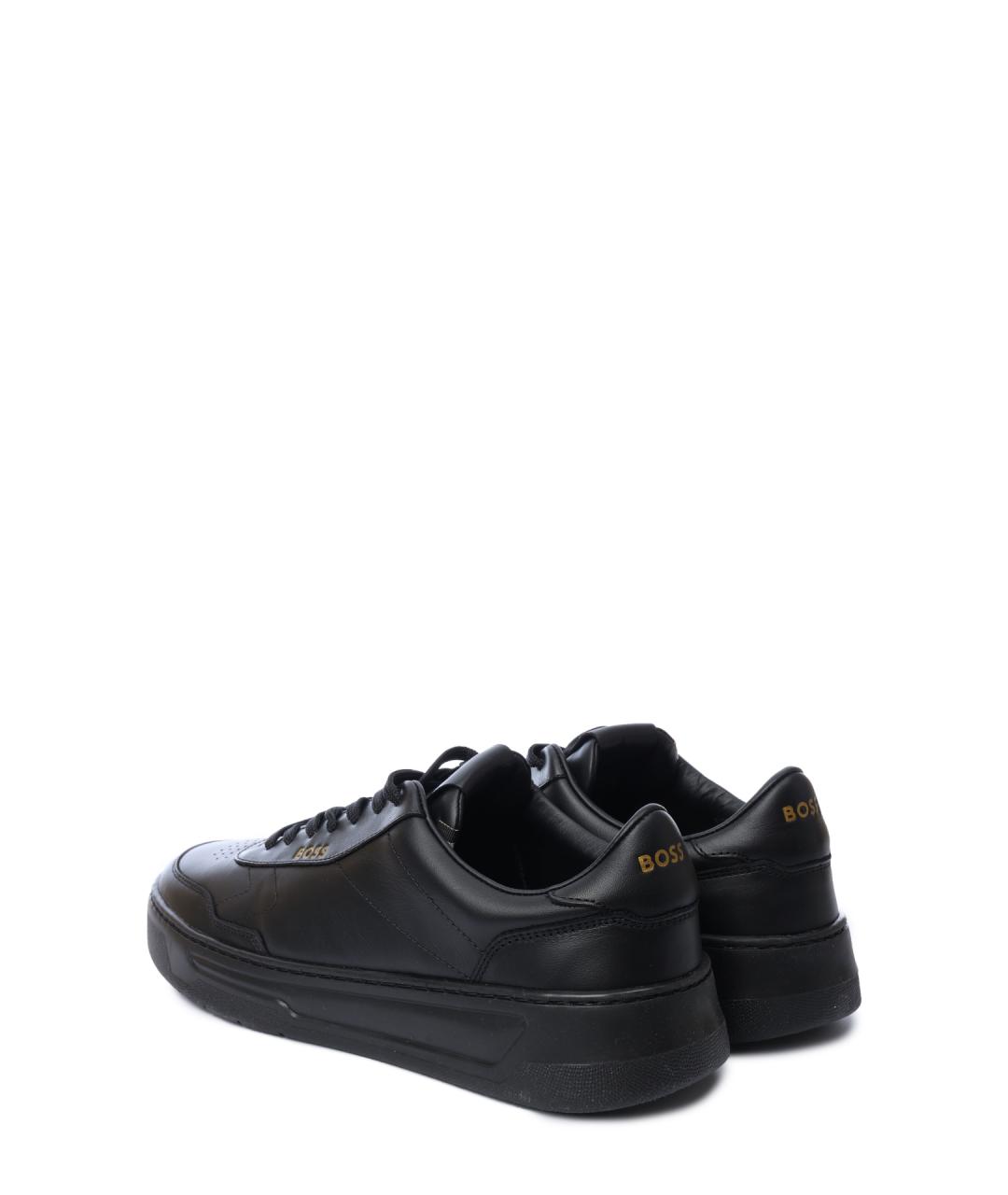 HUGO BOSS Черные кожаные низкие кроссовки / кеды, фото 3