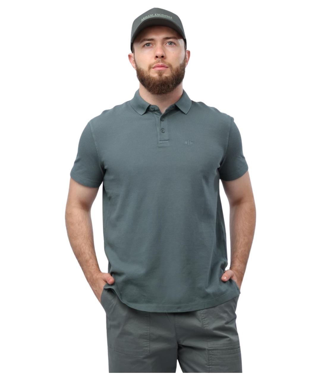 ARMANI EXCHANGE Серое хлопковое поло с коротким рукавом, фото 1
