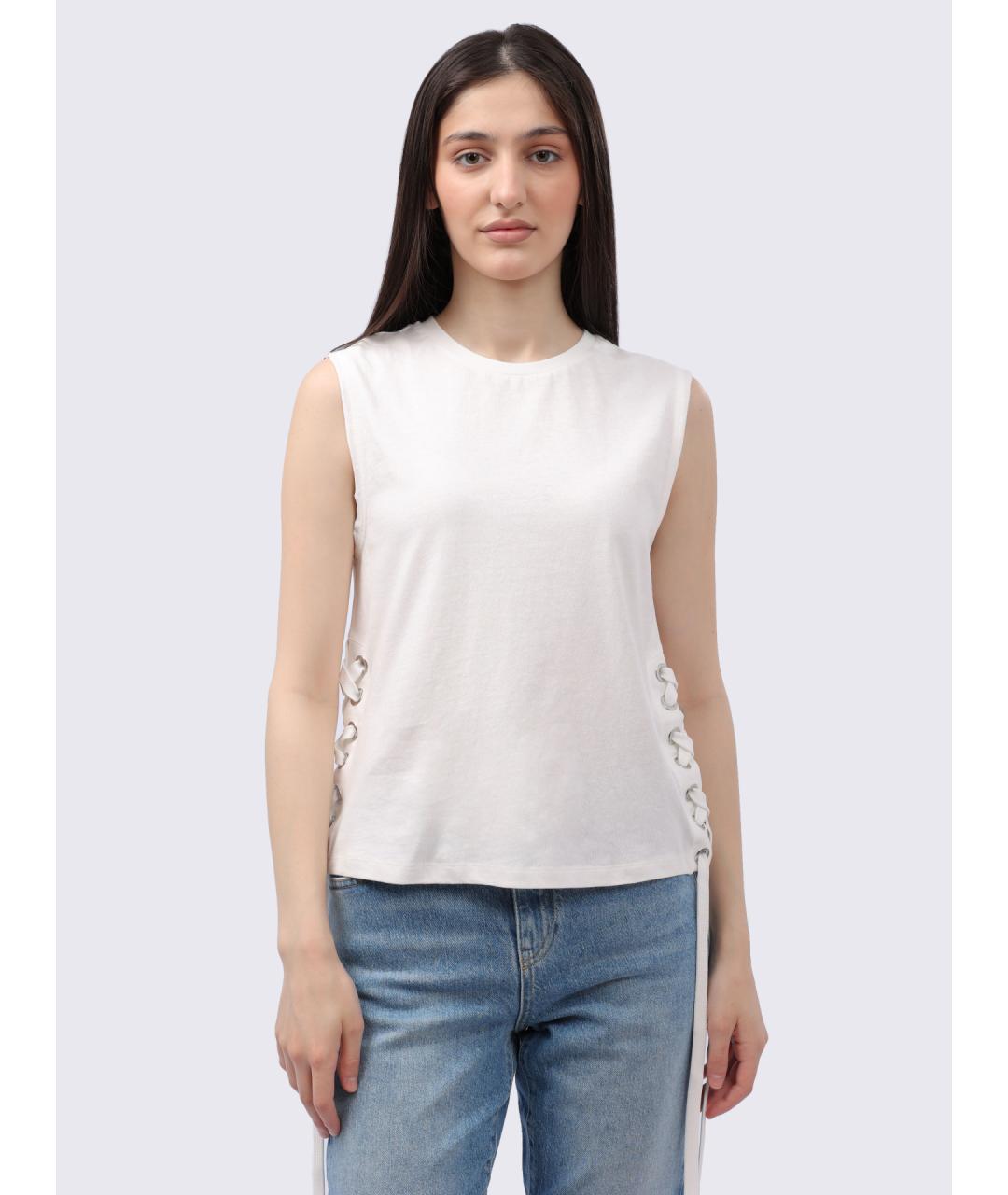 PINKO Белая хлопковая майка, фото 6