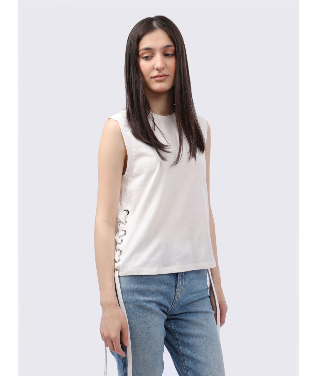 PINKO Белая хлопковая майка, фото 3