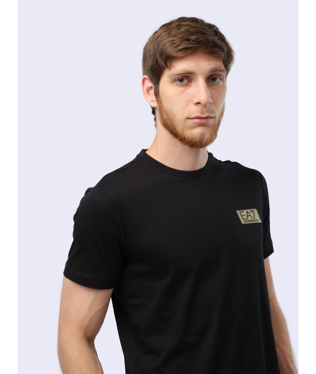 EA7 Черная хлопковая футболка, фото 5