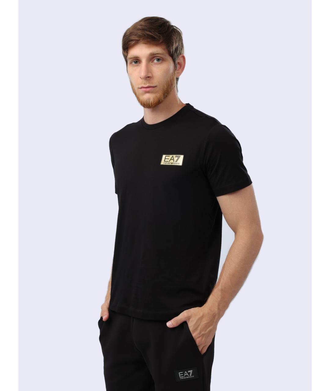 EA7 Черная хлопковая футболка, фото 3