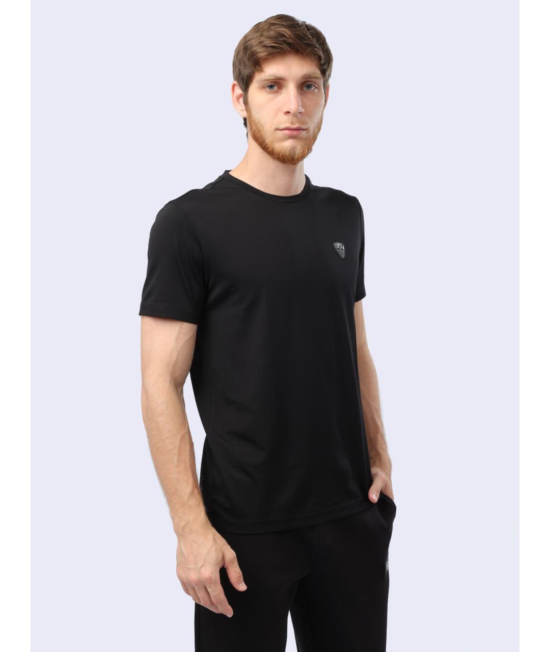 EA7 Черная вискозная футболка, фото 4