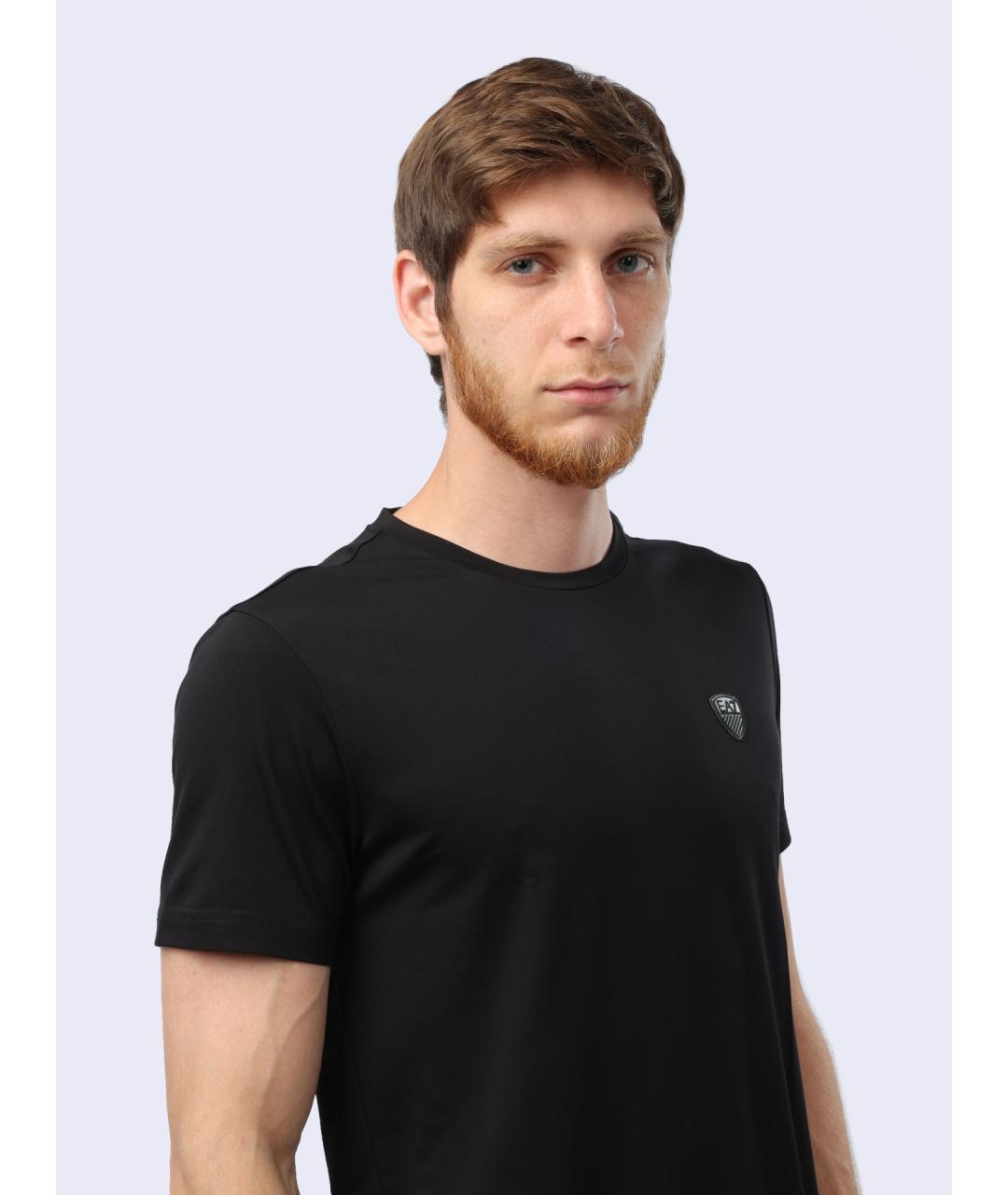 EA7 Черная вискозная футболка, фото 5