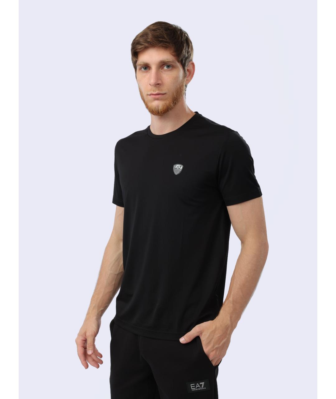 EA7 Черная вискозная футболка, фото 3