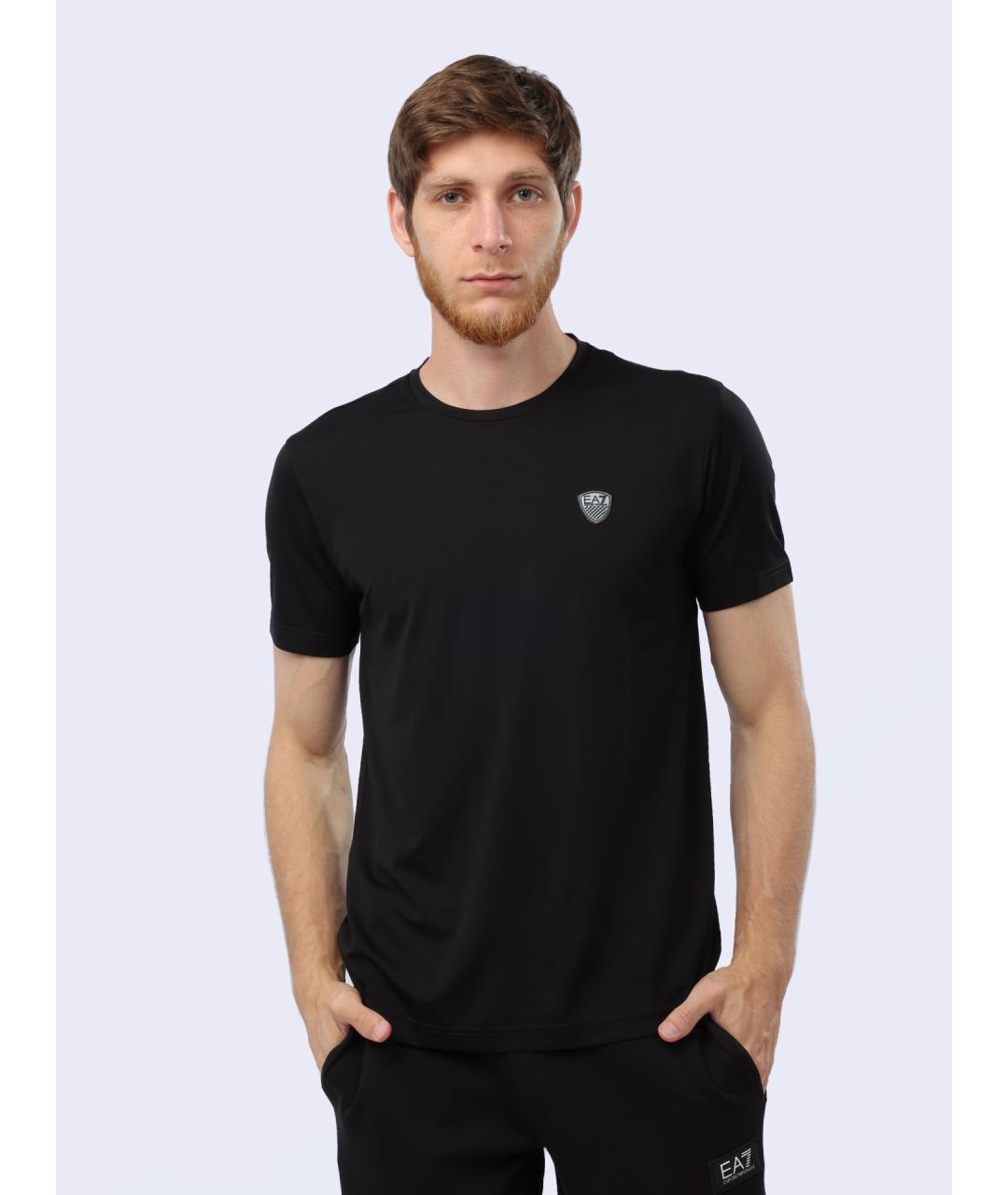 EA7 Черная вискозная футболка, фото 7