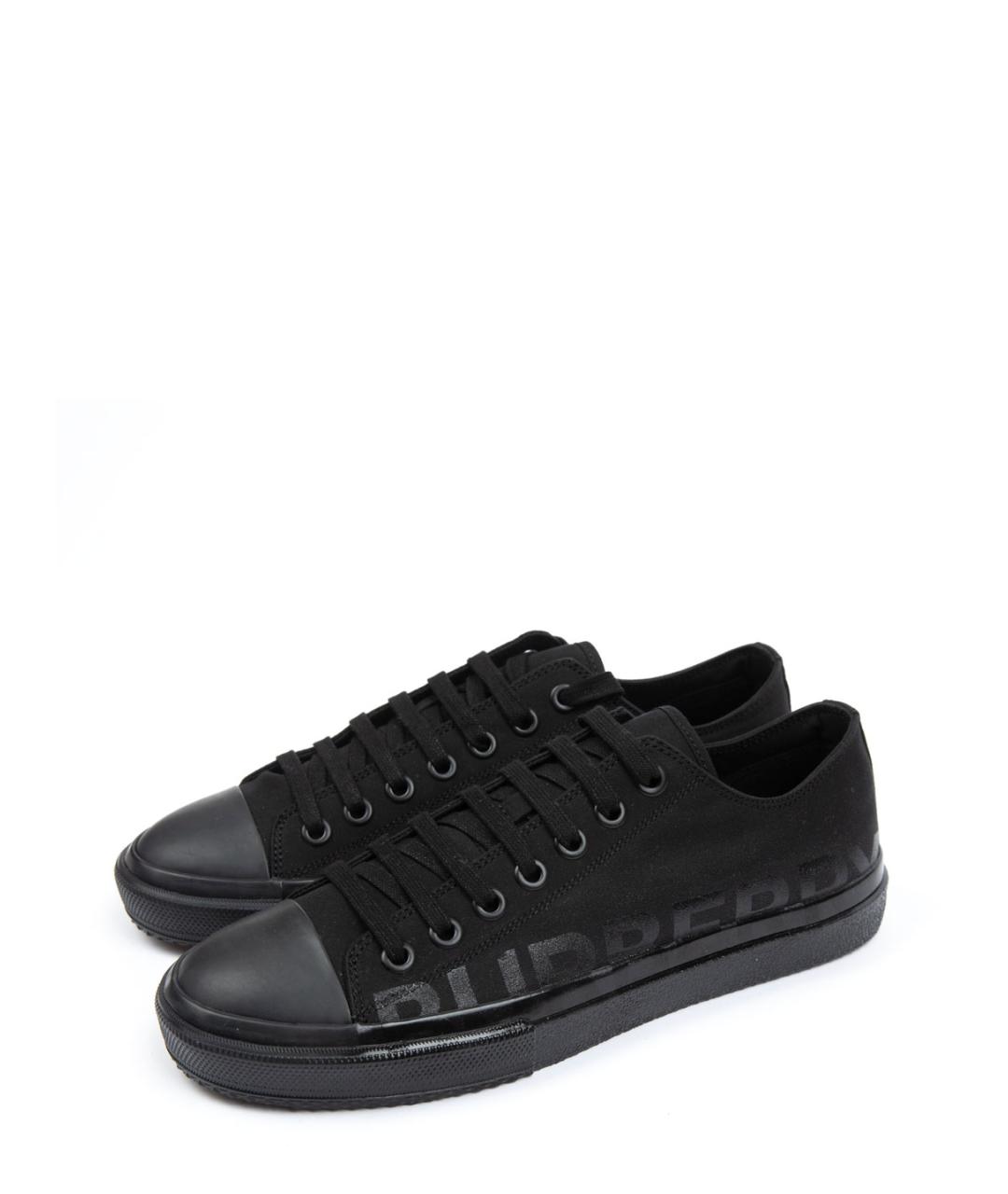 BURBERRY Черные текстильные низкие кроссовки / кеды, фото 2