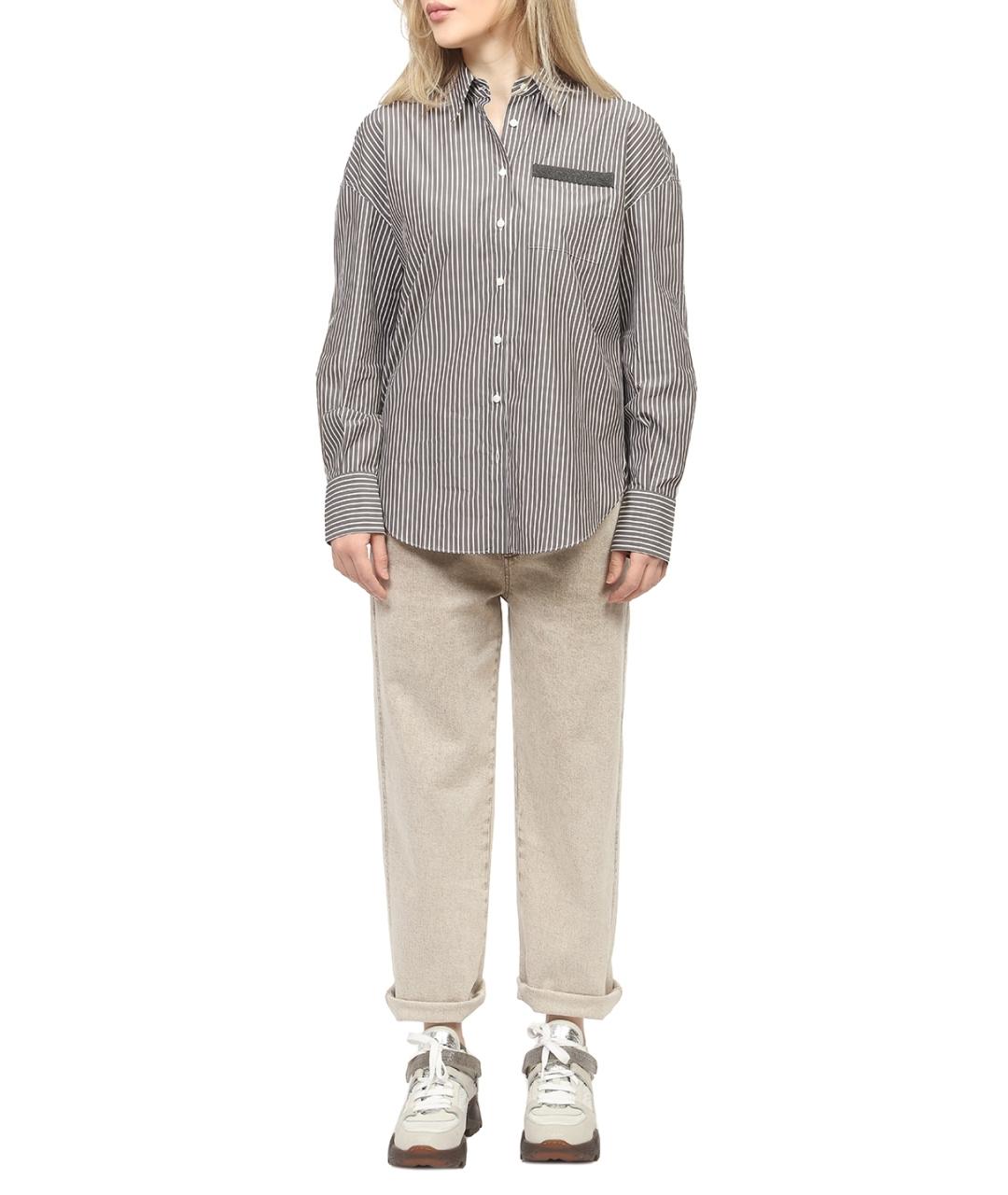 BRUNELLO CUCINELLI Бежевые хлопковые прямые джинсы, фото 2