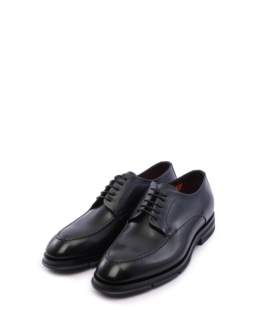 SANTONI Черные кожаные туфли, фото 2