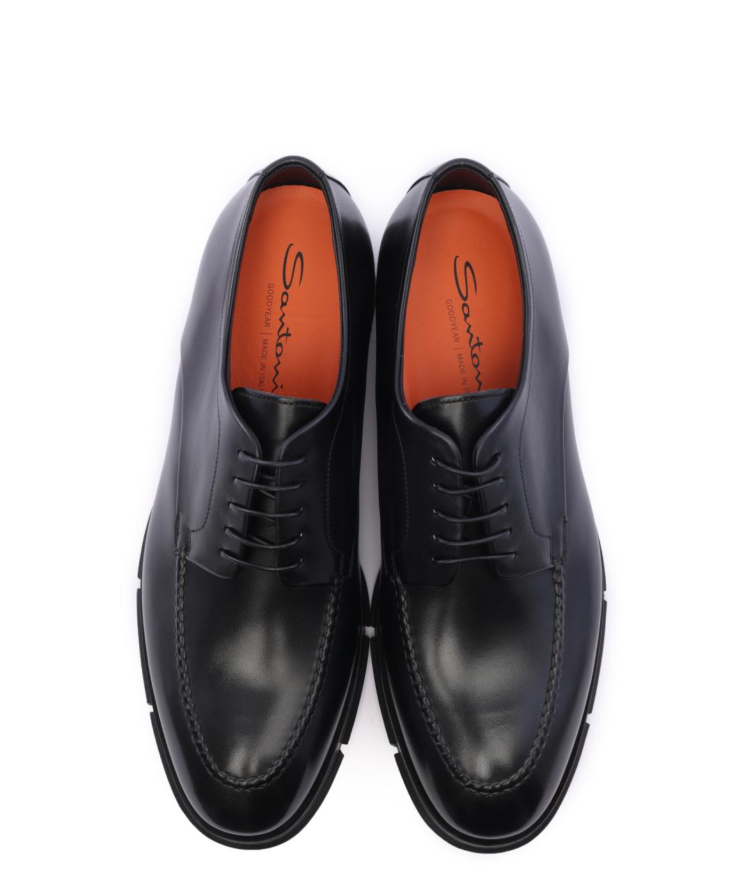 SANTONI Черные кожаные туфли, фото 5